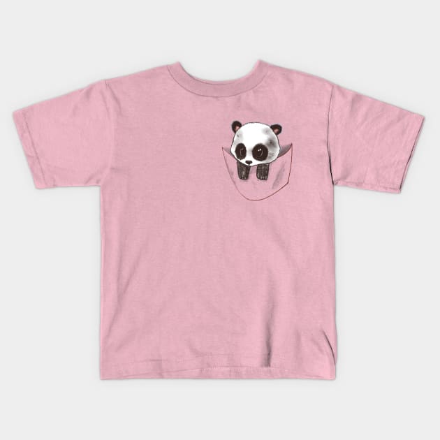 panda in pocket Kids T-Shirt by NemfisArt